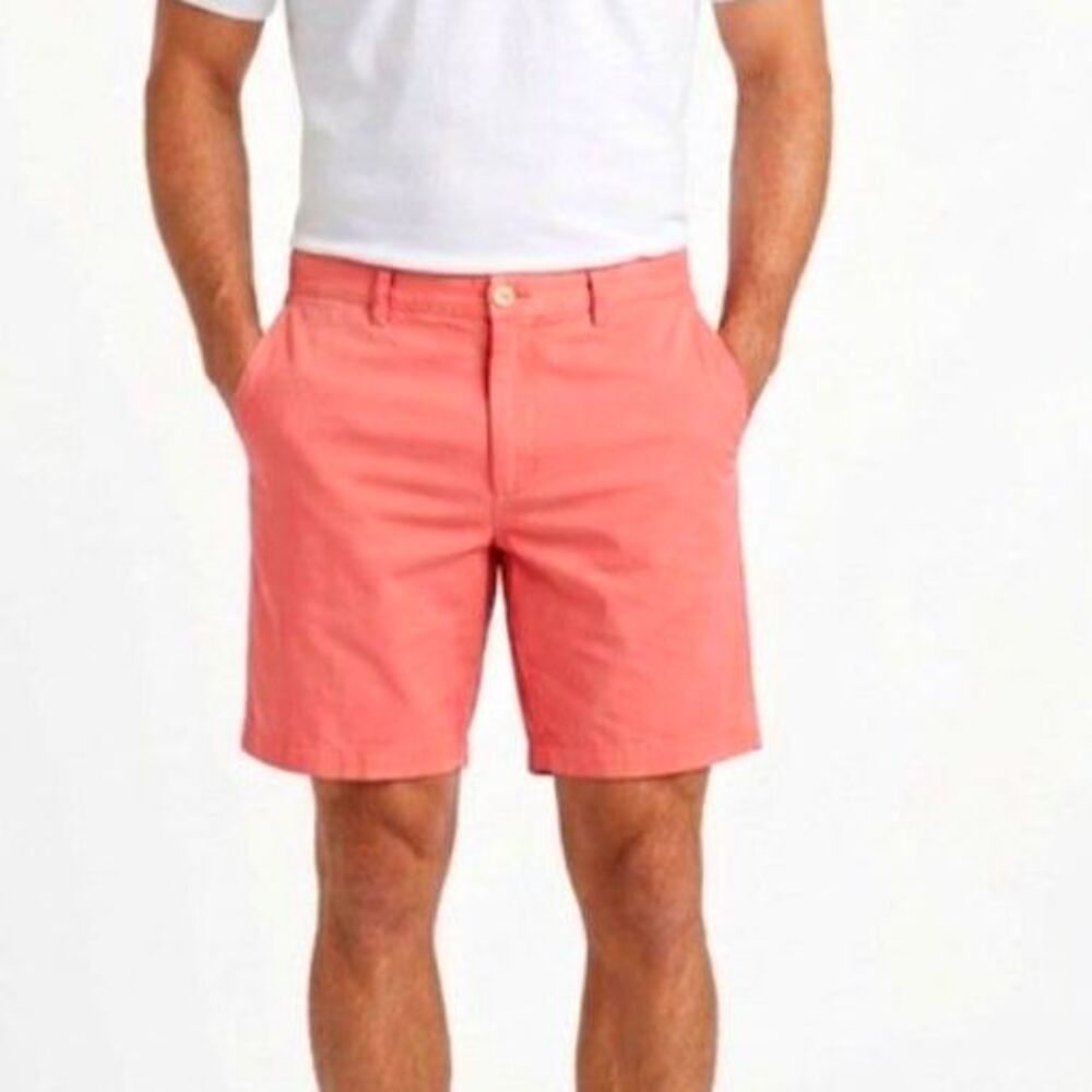 Vineyard Vines Jetty Red Cotton Classic Flat Front Chino Club Shorts Size 38